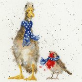 Borduurpakket Kerst sjaals gans en roodborstje  van Bothy Threads XHD54