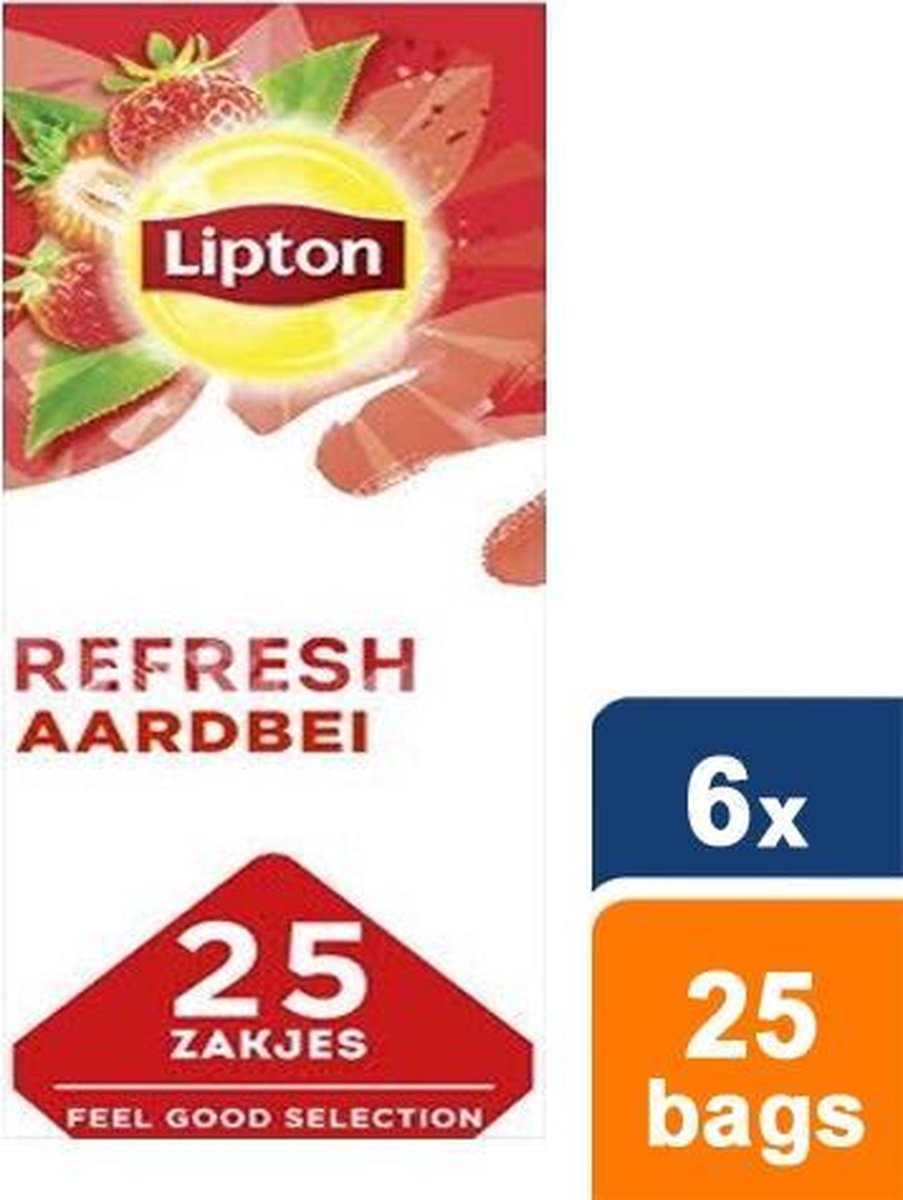 Lipton Feel Good Selection Zwarte Thee Aardbei 6x 25 Zakjes 5598