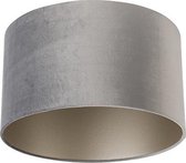 QAZQA taupe-cilinder-velours - Klassieke Lampenkap - Ø 35 cm - Grijs -