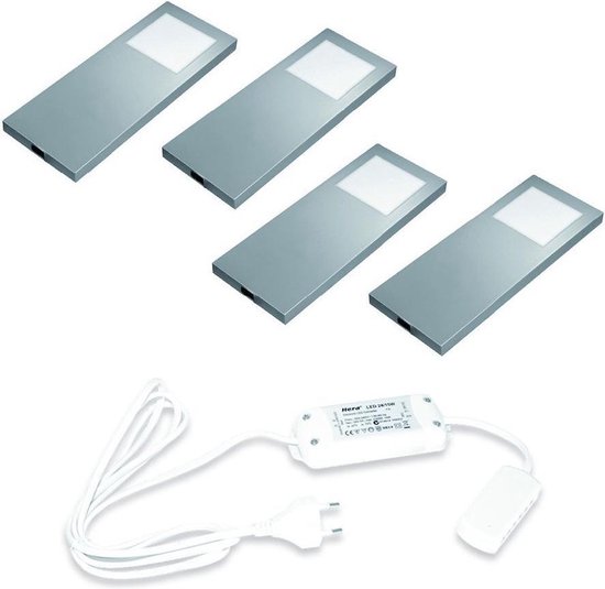 HERA Slim pad F LED keukenspot RVS (4 spots) incl. driver