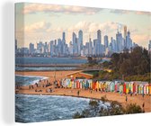 Canvas Schilderij Skyline van Melbourne in Australië - 120x80 cm - Wanddecoratie