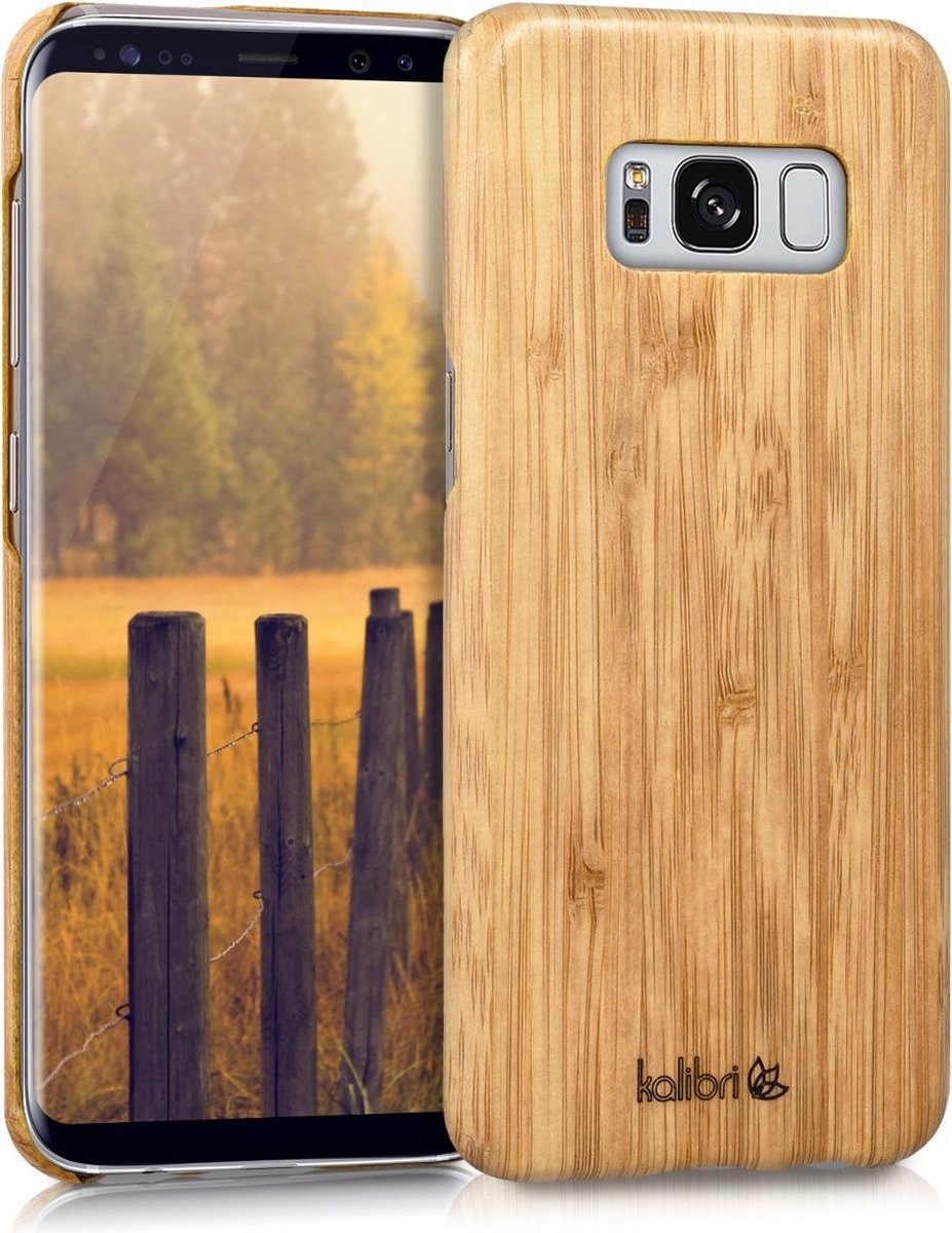 kalibri hoesje geschikt voor Samsung Galaxy S8 -Telefoonhoes van bamboe - Backcover in lichtbruin - Beschermhoes