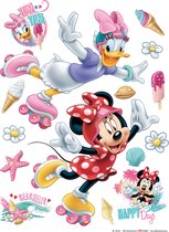 Disney muursticker Minnie Mouse & Katrien Duck wit, roze en rood - 600107 - 65 x 85 cm