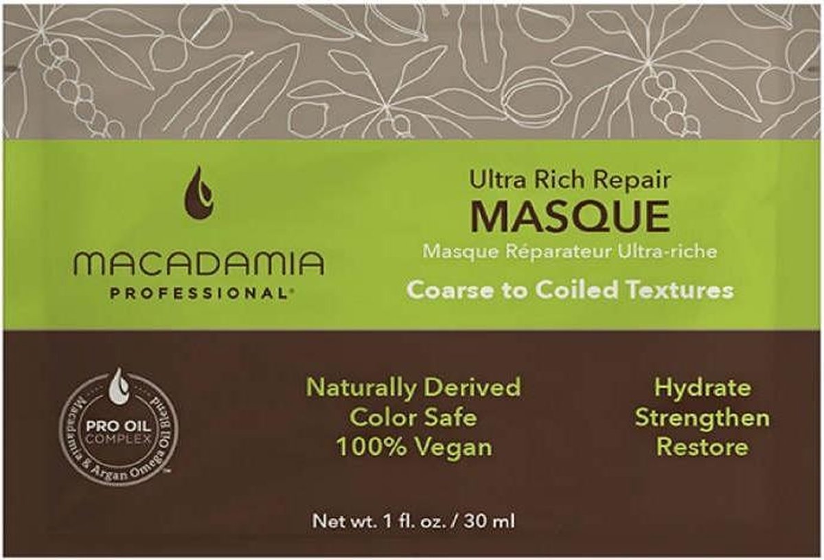 Herstellend Haar Masker Macadamia Ultra Rich Moisture (30 ml)