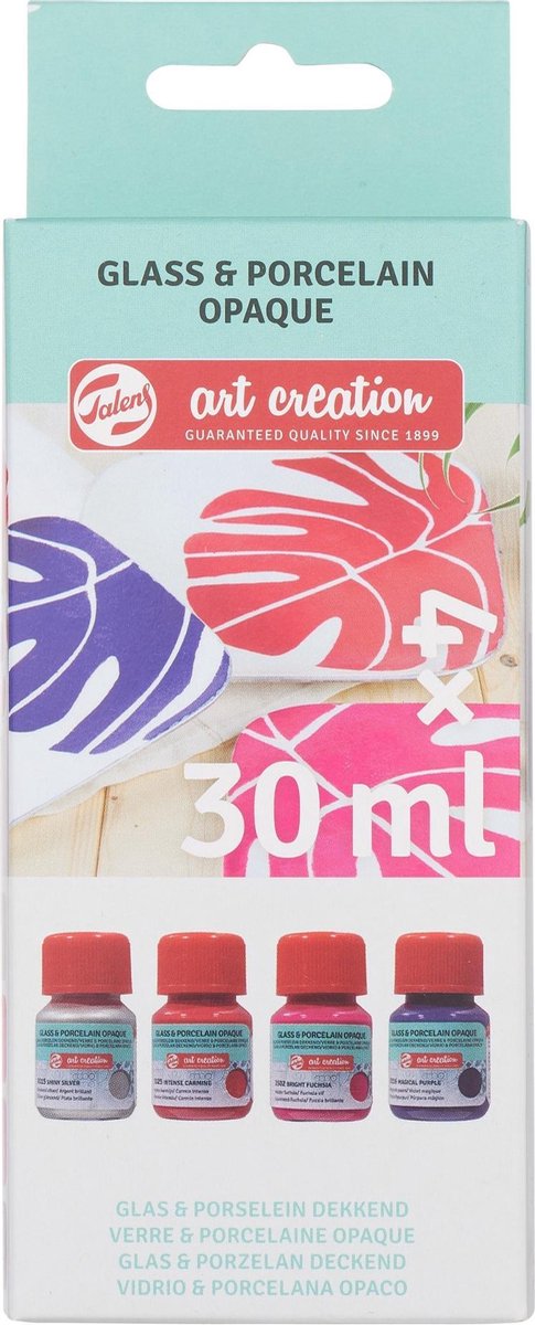 Verre & Porcelain Peinture Transparant Set 4 X 30 Ml Rose Givre