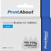 PrintAbout huismerk Inktcartridge LC-1280XLC Cyaan Hoge capaciteit geschikt voor Brother