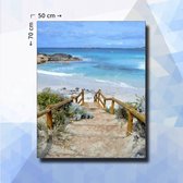 Diamond Painting pakket Houten trap naar Zee - vierkante steentjes - 50 x 70 cm