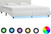 vidaXL Bedframe met LED kunstleer wit 180x200 cm