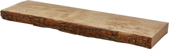 Zwevende wandplank hout Naturel eiken met schors 46mm - xcm - Pekodom