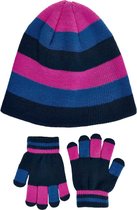 Color Kids - Beanie en handschoenen set voor meisjes - Roze - maat 52CM