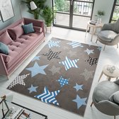 Tapiso Luxury Vloerkleed Grijs Blauw Tiener Kinderkamer Tapijt Maat- 250x300