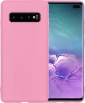 Samsung S10 Hoesje Back Cover Siliconen Case Hoes - Roze