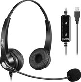 headset met microfoon - PC headset USB met microfoon ruisonderdrukking en volumeregeling, pc-hoofdtelefoon for laptop Skype UC Lync SoftPhone Call Center Office Business, Kristalhelder chatte