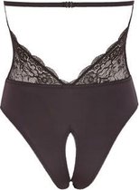 Kanten Body Met Open Kruis - Small - Zwart - Sexy Lingerie & Kleding - Lingerie Dames -  Dames Lingerie - Body