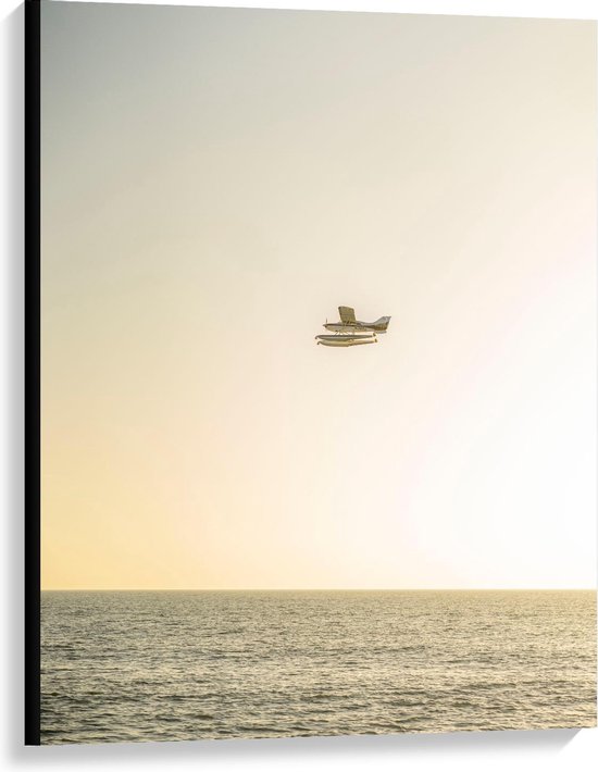 Canvas - Bootvliegtuig boven Zee - Foto op Canvas Schilderij (Wanddecoratie op Canvas)