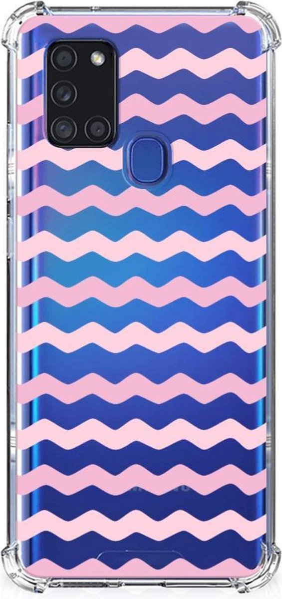 Samsung Galaxy A21s Doorzichtige Silicone Hoesje Waves Roze