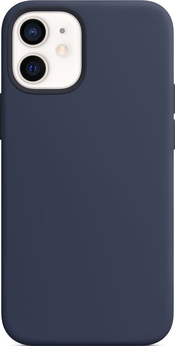 Mobigear Hoesje geschikt voor Apple iPhone 12 Mini Siliconen MagSafe Telefoonhoesje | Mobigear Rubber Touch Backcover | Geschikt voor MagSafe | Geschikt voor Draadloos Opladen met Magnetische Ring | Geschikt voor MagSafe Case - Marineblauw
