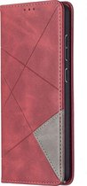 Samsung Galaxy A72 Hoesje - Mobigear - Rhombus Slim Serie - Kunstlederen Bookcase - Rood - Hoesje Geschikt Voor Samsung Galaxy A72