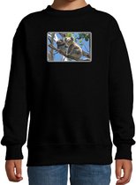 Dieren sweater koalaberen foto - zwart - kinderen - Australische dieren/ koala cadeau trui - sweat shirt / kleding 7-8 jaar (122/128)