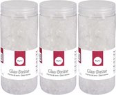 3x potjes transparante decoratie steentjes glas 475 ml - bloempotten/vazen deco kleine stenen 4-10 mm