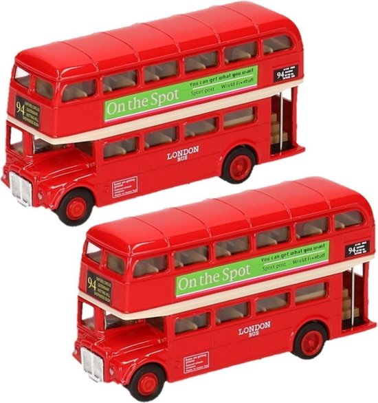 2x voiture speelgoed London Buses rouge 12 cm - modèle réduit de