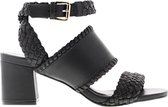 Tango | Belle 1-a black leather woven sandal - straight heel | Maat: 42