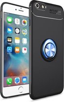 Metalen ringhouder 360 graden roterende TPU-hoes voor iPhone 6 Plus & 6s Plus (zwart + blauw)