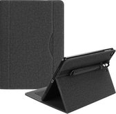 Stoffen patroon PU-hoes voor iPad 9,7 inch (2018) & (2017) & (2016) & iPad Air 2 & iPad Air, met kaartsleuf en pengroef (zwart)