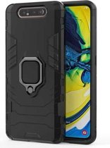 PC + TPU schokbestendige beschermhoes voor Galaxy A80 / A90, met magnetische ringhouder (zwart)