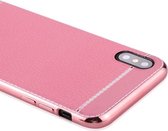 Voor iPhone X / XS 3D Litchi Texture Galvaniseren Zachte TPU beschermhoes (roze)