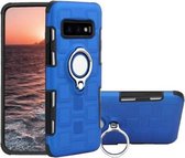 Voor Galaxy S10e 2 in 1 Cube PC + TPU beschermhoes met 360 graden draaien zilveren ringhouder (blauw)