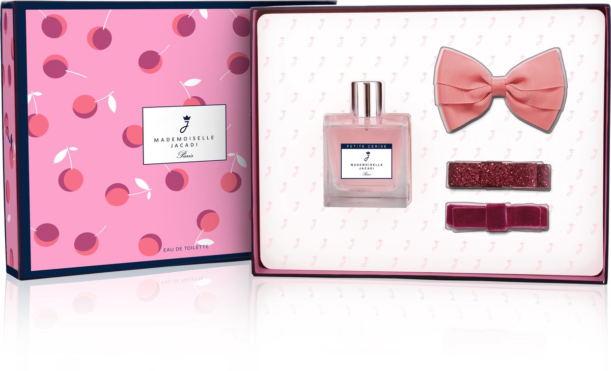 JACADI PARIS Eau De Toilette 'Mademoiselle Petite Cerise' Geschenkset Meisjes - Parfum 100 ml & Haaraccessoires - Zonder Alcohol - Kinderparfum Meisjes