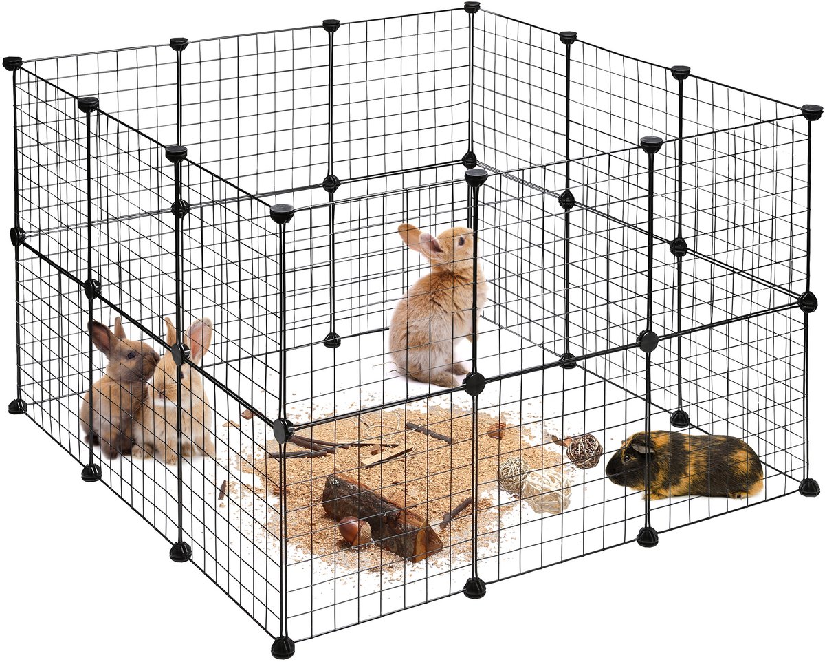 konijnenren - buiten - 72 x 110 x 110 cm - metaal - zwart