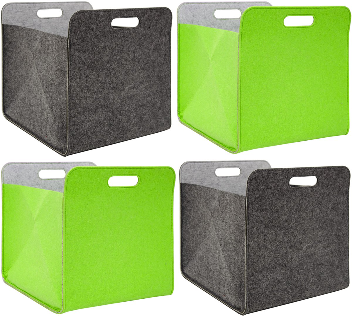 Recycled Vilt: Set van 4 Opbergmanden 33x38x33 Opbergbox voor Kallax Inzet Vilten Mand Opbergbak