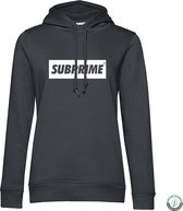 Subprime - Dames Hoodies Hoodie Block Antraciet - Grijs - Maat L