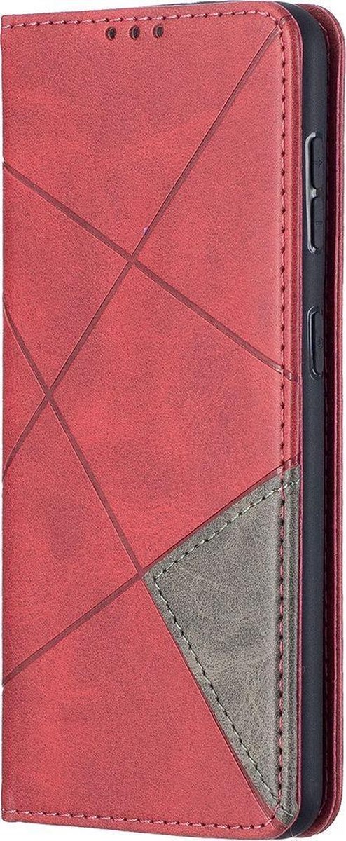 Mobigear Telefoonhoesje geschikt voor Samsung Galaxy S21 Hoesje | Mobigear Rhombus Slim Bookcase | Pasjeshouder voor 2 Pasjes | Telefoonhoesje voor Pinpas / OV Kaart / Rijbewijs - Rood