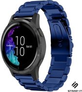Stalen Smartwatch bandje - Geschikt voor  Garmin Venu stalen bandje - blauw - Strap-it Horlogeband / Polsband / Armband