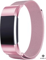 Milanees Smartwatch bandje - Geschikt voor Fitbit Charge 2 Milanese bandje - roze - Strap-it Horlogeband / Polsband / Armband - Maat: Maat L