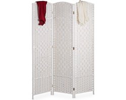 kamerscherm 3 panelen - 170x120 cm - opvouwbaar - scheidingswand - hout - papiertouw - wit