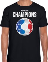 Frankrijk EK/ WK supporter t-shirt - we are the champions met Franse voetbal - zwart - heren - kleding / shirt L