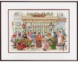 Pako Borduurpakket - telpatroon - Klassiek straattoneel a la Anton Pieck - 235.311 - voorgesorteerd garen -Aida - 60 x 50 cm - DIY kit