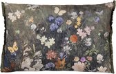 Clayre & Eef Sierkussen 60*40 cm Meerkleurig Polyester Rechthoek Bloemen Kussenhoes met Kussenvulling
