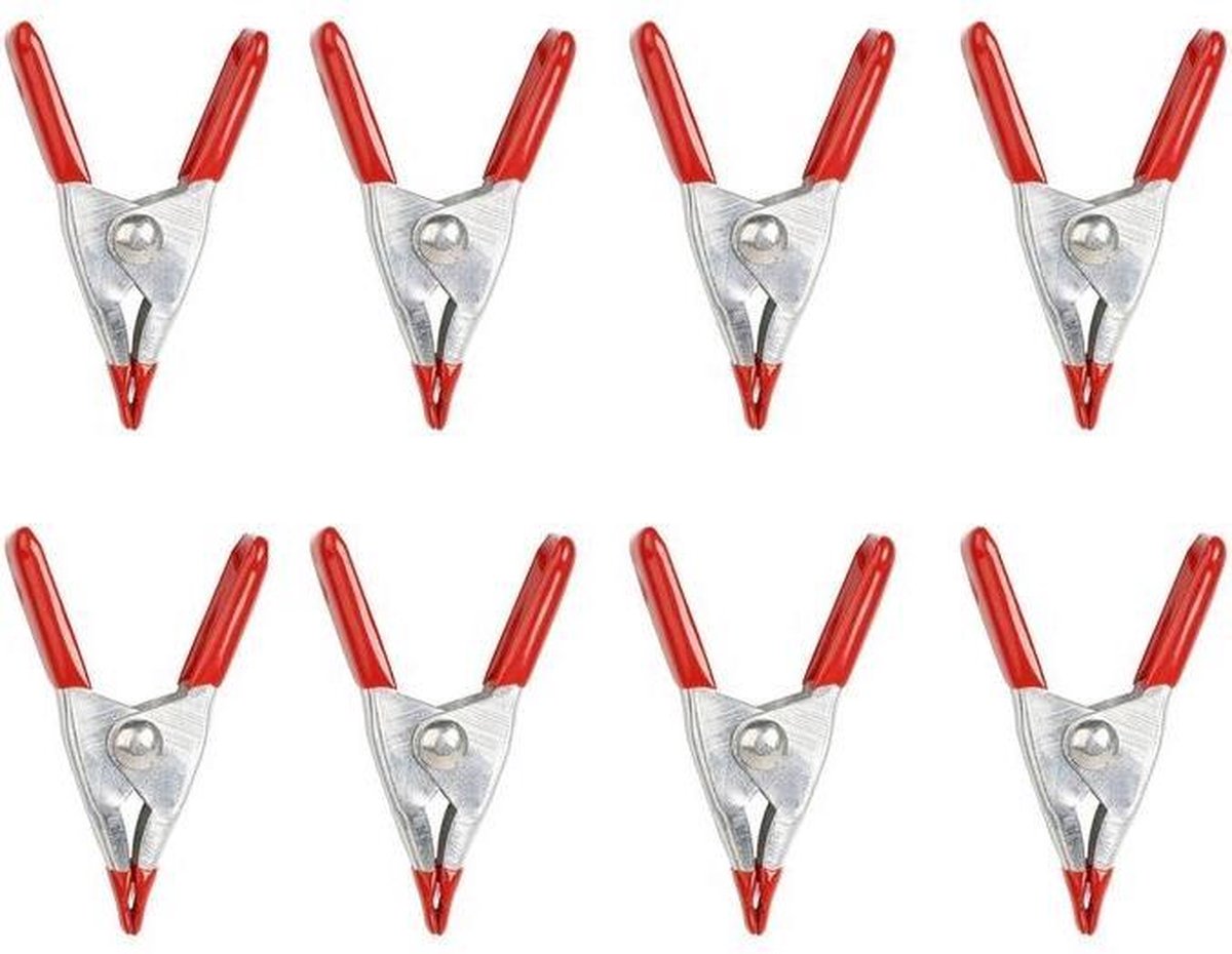 Kikkerland Klemmen Mini 5 X 2,5 Cm Staal Rood/zilver 8 Stuks