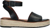 No Stress - Dames - Zwarte leren sandalen met gewoven touwzool - Maat 41