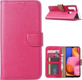 Bookcase Geschikt voor: Samsung Galaxy M11 - Roze - portemonnee hoesje