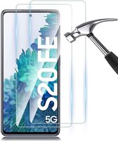 2x Screenprotector Tempered Glass Glazen Gehard Screen Protector 2.5D 9H (0.3mm) - Glasplaatje Geschikt voor: Samsung Galaxy S20 FE 5G - Tempered Glas Screenprotector