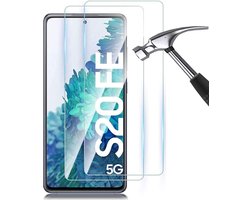 2x Screenprotector Tempered Glass Glazen Gehard Screen Protector 2.5D 9H (0.3mm) - Glasplaatje Geschikt voor: Samsung Galaxy S20 FE 5G - Tempered Glas Screenprotector