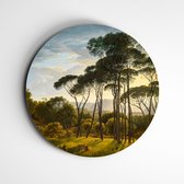 IDecorate - Schilderij - Italiaans Landschap Trendy Classic Oude Meester - Groen, Blauw, Bruin En Geel - 40 X 40 Cm