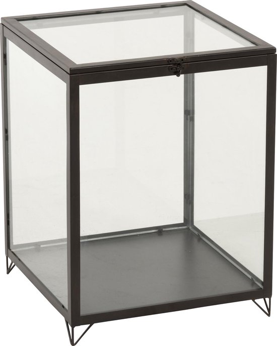 J-Line Glazen Box Rechthoek Glas/Metal Zwart | bol.com