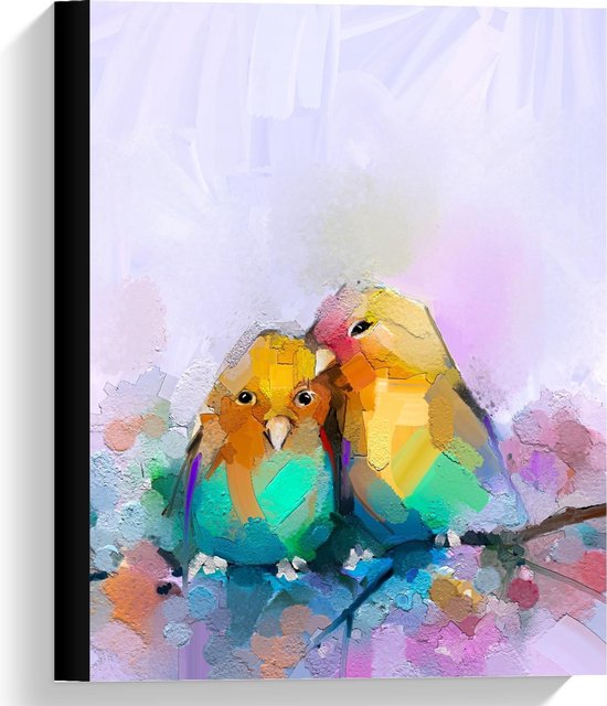 Canvas - Schilderij van Geel/Blauwe Vogeltjes - Foto op Canvas Schilderij (Wanddecoratie op Canvas)